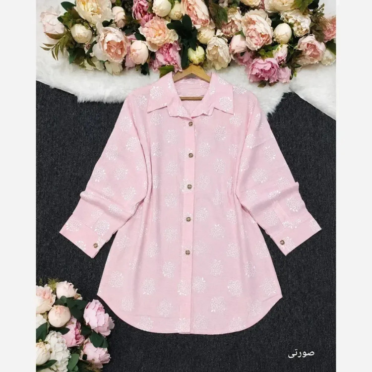 شومیز مانتویی سه گل جنس کادنزا درجه یک فری سایز