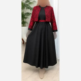 ست کت و سارافون زنانه مدل ترنج جنس کت تافته و سارافون کرپ اندونزی فری سایز
