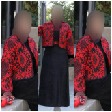ست کت و سارافون زنانه مدل ترنج جنس کت تافته و سارافون کرپ اندونزی فری سایز