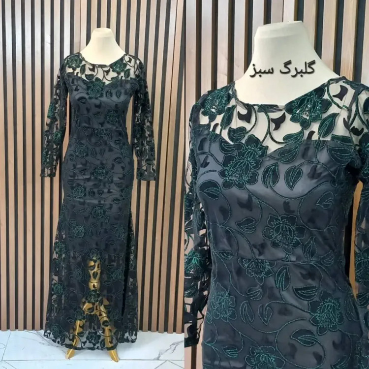 ماکسی مجلسی هیلدا جنس فلوک مخمل شاین قد 160 سایز بزرگ