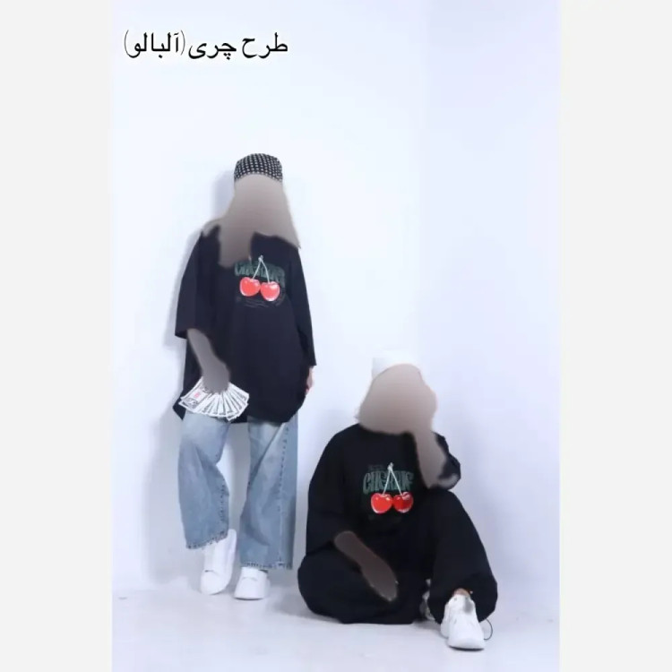 تیشرت لش نرمال ترندی سوپر پنبه فری سایز مشکی طرح کوکاکولا فرش درینک صدف چری اسپایسی کمپینگ دخترونه