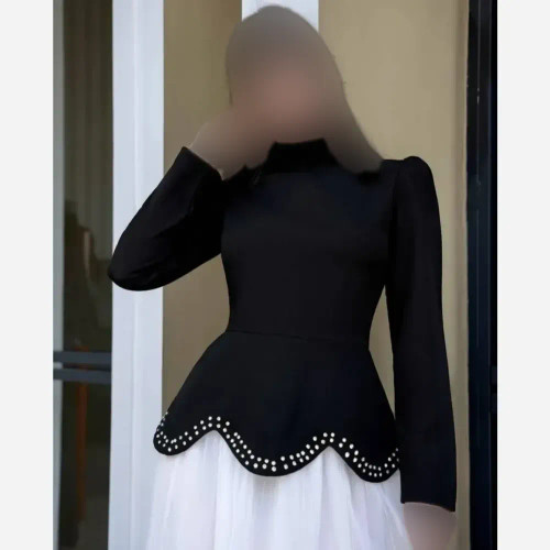 شومیز نگینی مازراتی مشکی سایز 38 تا 48 نگین پانچی بدون ریزش قد 65