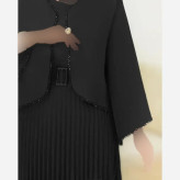 سه تیکه سارافن و کت زنانه فاریا بوگاتی کرپ مازراتی مشکی فری سایز 38 تا 46