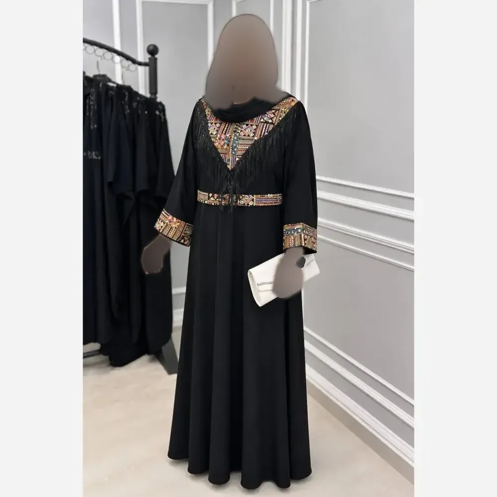 پیراهن مجلسی زنانه مهرسانا مشکی ابروبادی سایز فری 36 تا 46 قد 130 سانت