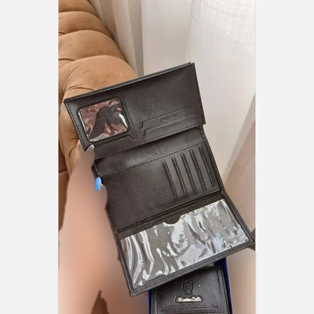 پک مردانه چرم شامل کمربند، جاکارتی و کیف پول در رنگ مشکی و عسلی، فری سایز، مناسب هدیه