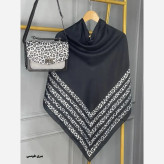ست کیف و روسری مخمل و چرم صنعتی نخی منگوله دار