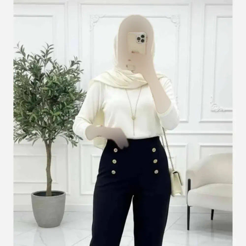 شلوار دمپا گشاد کمر دکمه ای جنس مازراتی اعلا