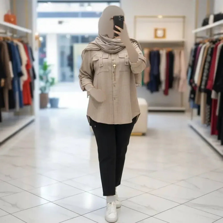 شومیز مانتویی دیپلمات شانتون جیب دار زنانه