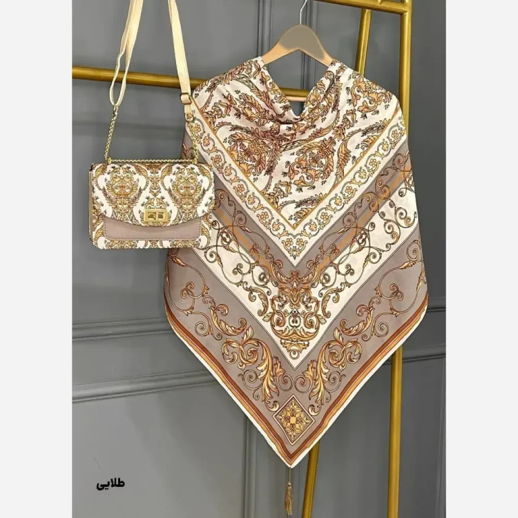 ست کیف و روسری مخمل و چرم صنعتی نخی منگوله دار الیزابت