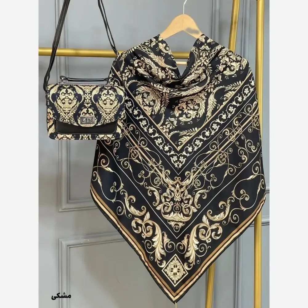 ست کیف و روسری مخمل و چرم صنعتی نخی منگوله دار الیزابت