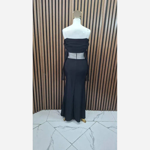 لباس مجلسی زنانه جنس فلامنت و تور رنگ مشکی