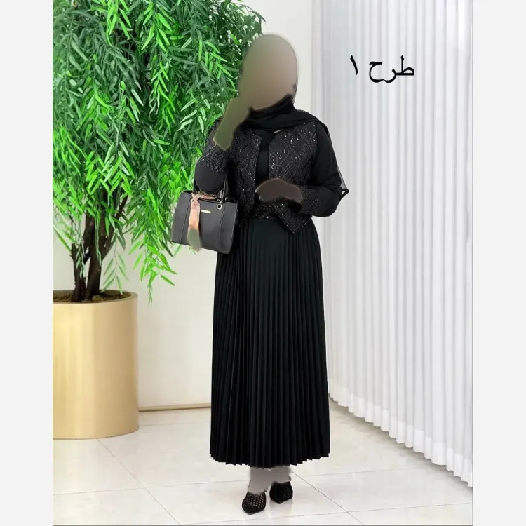 سه تیکه سارافن بوگاتی جلیقه پولک دوزی زنانه فری سایز مشکی