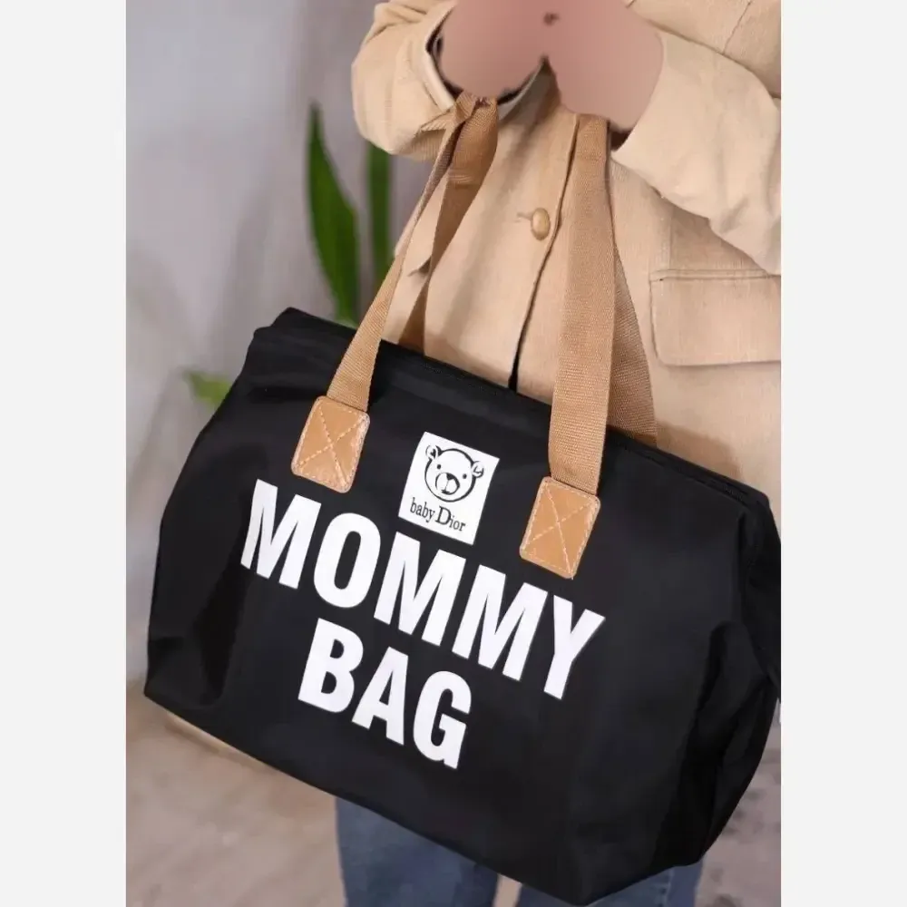کیف mommy bag برزنتی کجراه مشکی سایز آزاد مناسب باشگاه و مهمانی جا دار و کاربردی