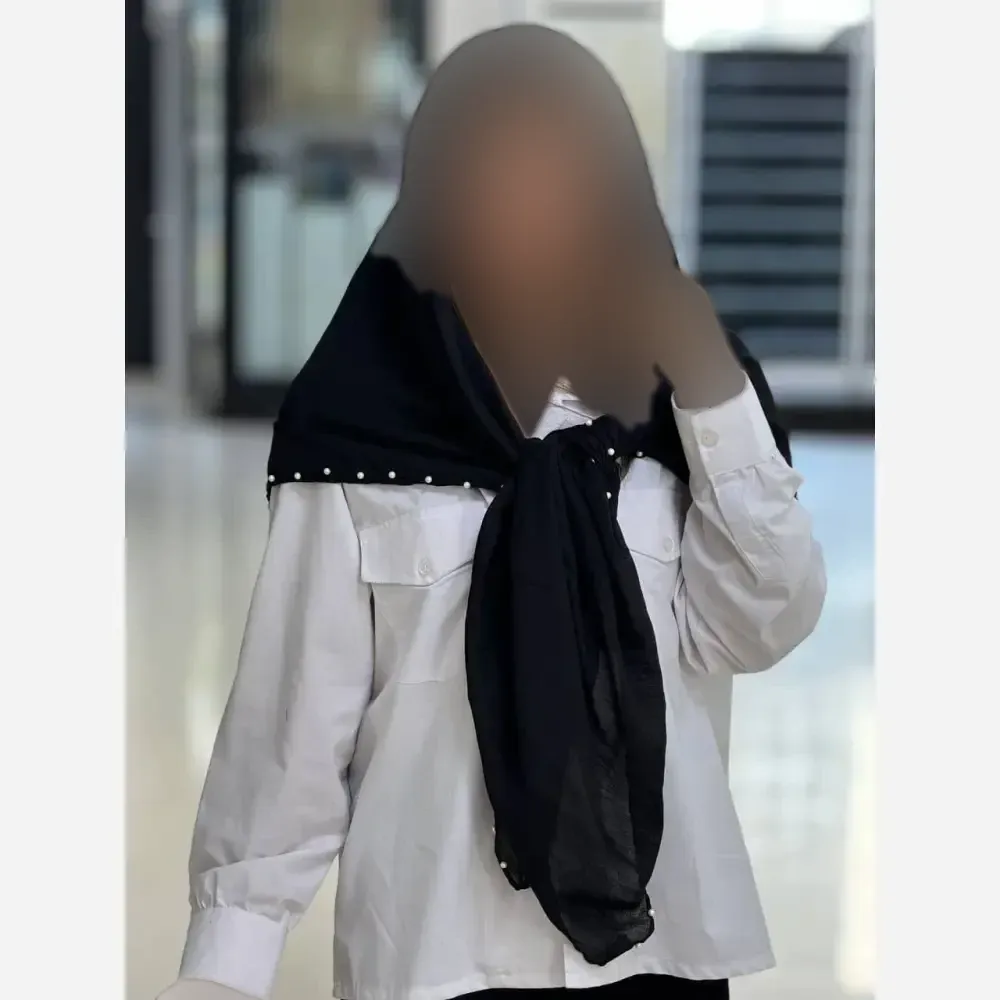 روسری نخ وال طرح ستاره مروارید دوزی سایز 125 در 125 سانتیمتر