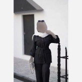 مانتو شلوار هما جنس پرشین مکانیک رنگ مشکی و طوسی سایز فری 36 تا 46