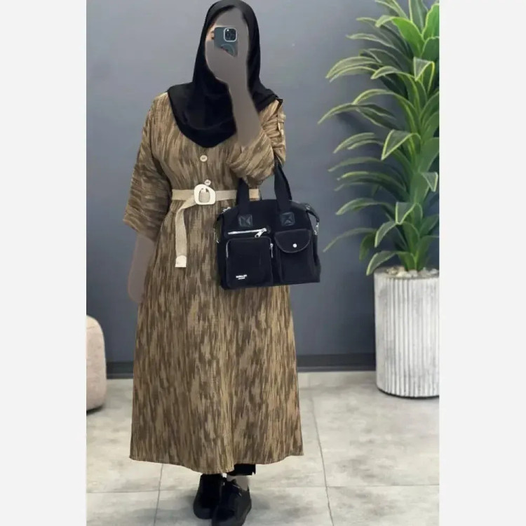 کفتان زنانه شانتون گازوئیلی با کمربند کنفی فری سایز