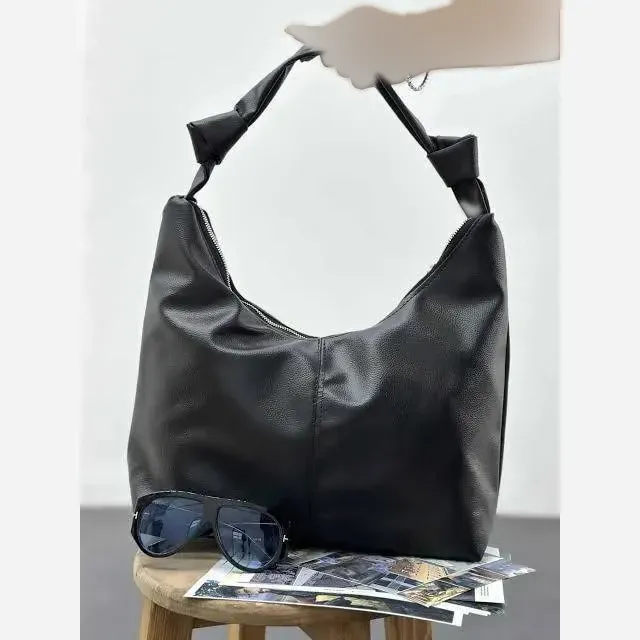 کیف چرم بند گره ای زنانه مشکی و موکا سایز 30*40 سانت سبک و جادار با کیفیت عالی