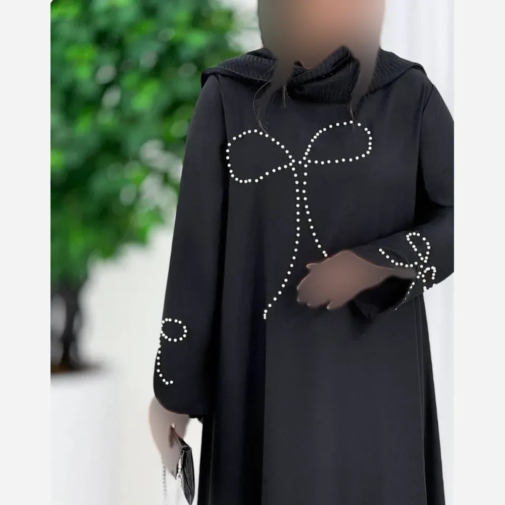 عبا زنانه مدل نازبانو جنس الیزه مشکی سایز فری سایز