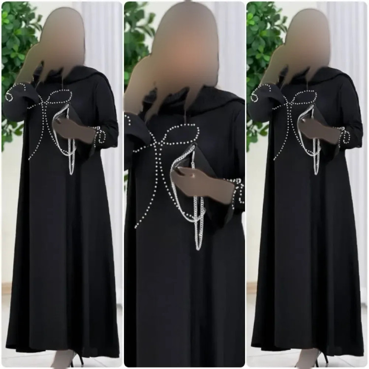 عبا زنانه مدل نازبانو جنس الیزه مشکی سایز فری سایز