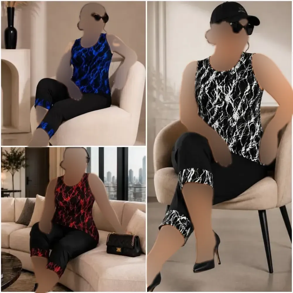تاپ و شلوارک آدیش جنس ویسکوز الیزه کش فری سایز 38 تا 48