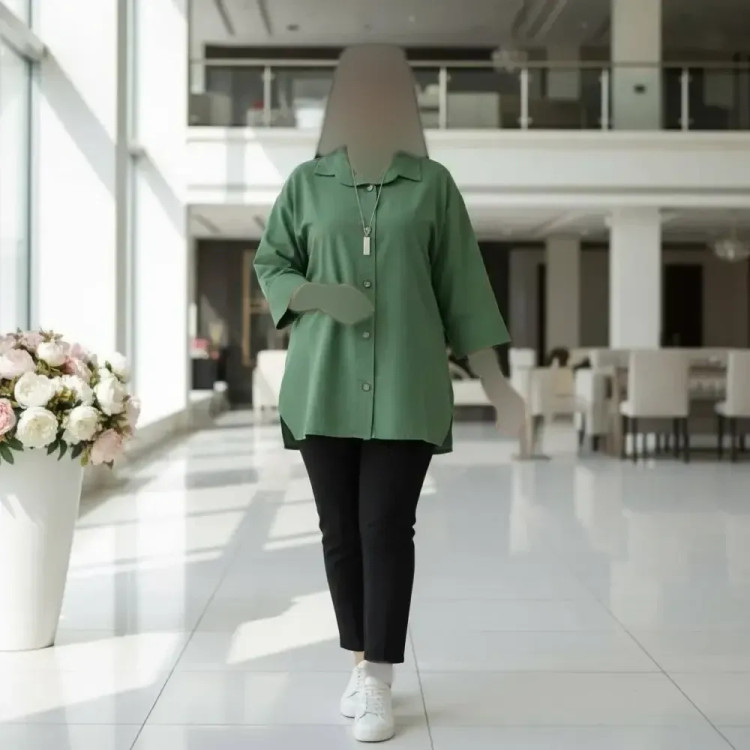 مانتو باکسی ستایش جنس لنین پنبه فری سایز