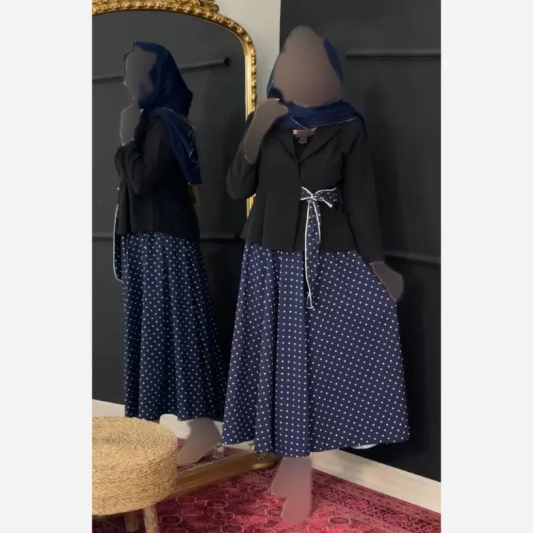 کت و دامن زنانه مدل ژابیز جنس کت مازراتی و دامن بوگاتی رنگ مشکی موکا سرمه ای سایز فری 38 تا 44