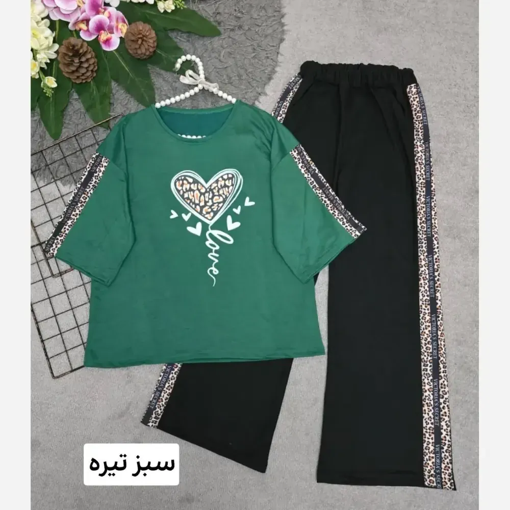 ست تیشرت و شلوار پنبهای بلوبری سایز آزاد رنگی