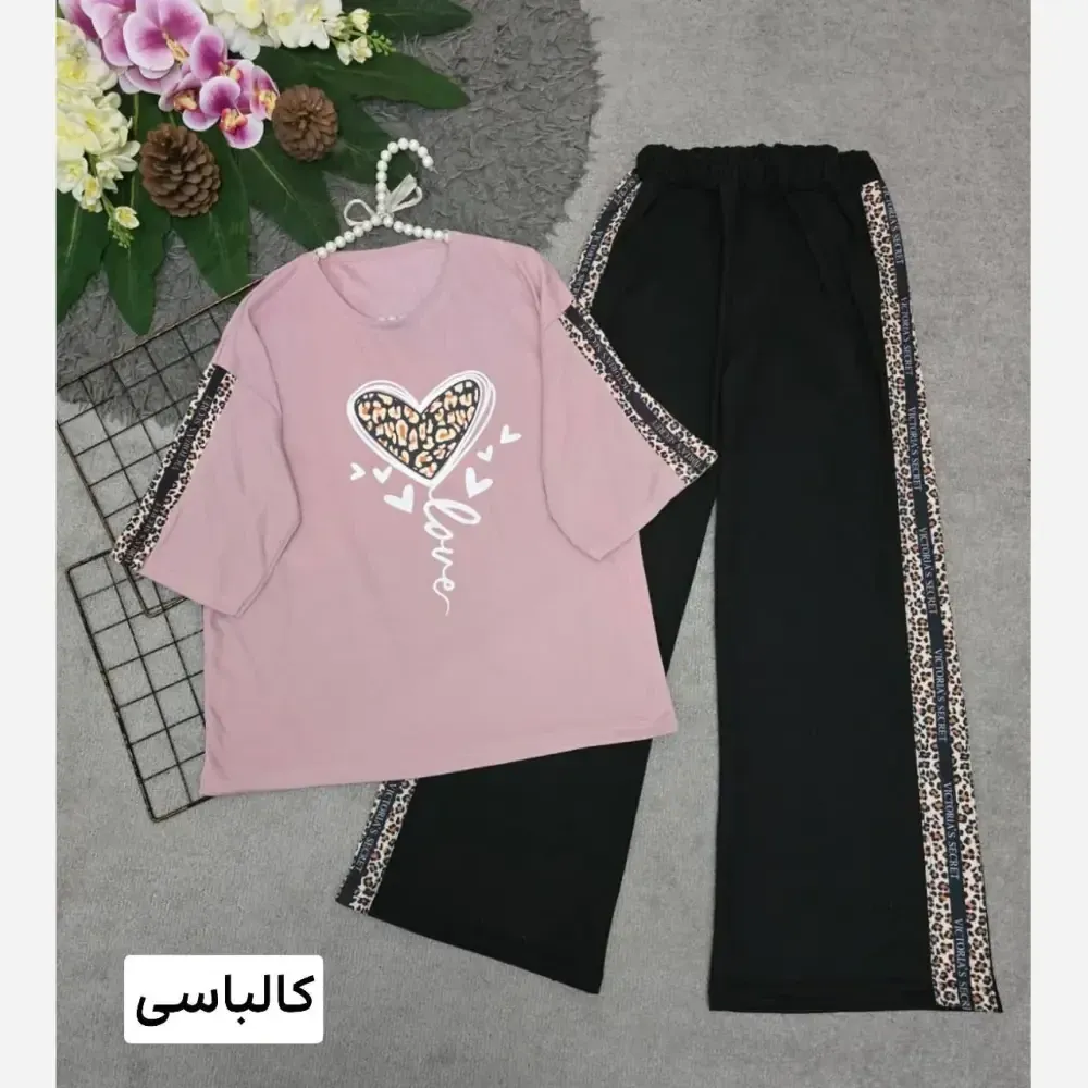 ست تیشرت و شلوار پنبهای بلوبری سایز آزاد رنگی