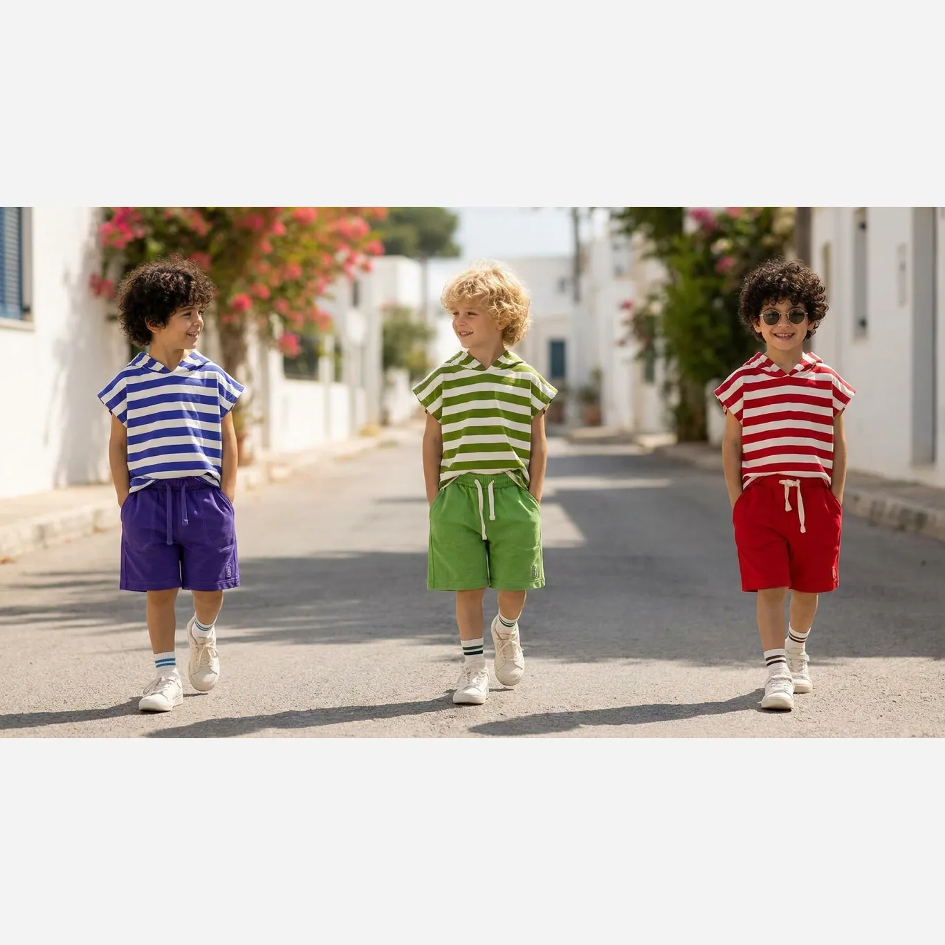 ست وست و شلوارک پنبه ترک دخترانه و پسرانه سایز 2 تا 14 سال مادرفرزندی