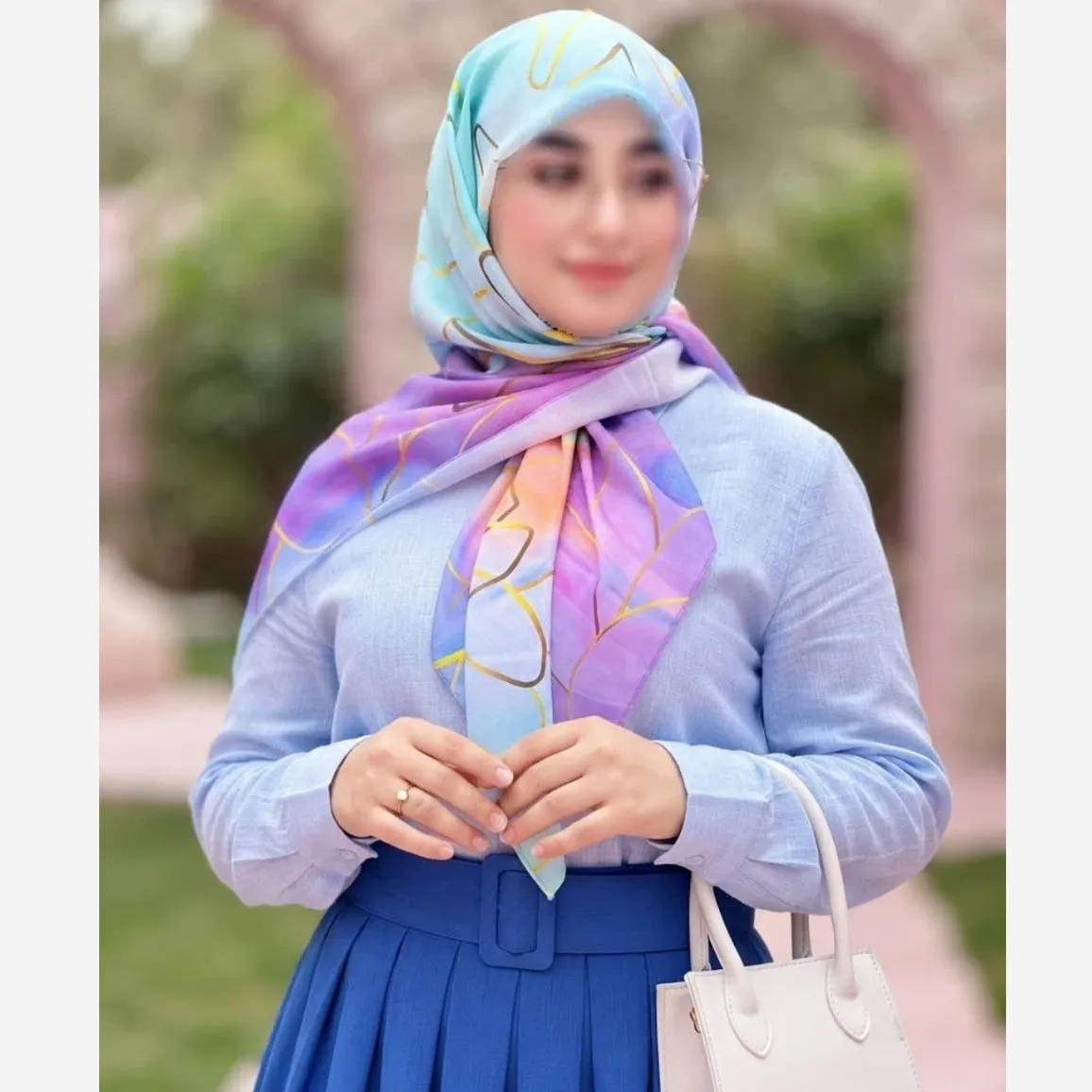روسری مجلسی نخی کاستوم طرح نیلامن سیتو سایز 140 و 115