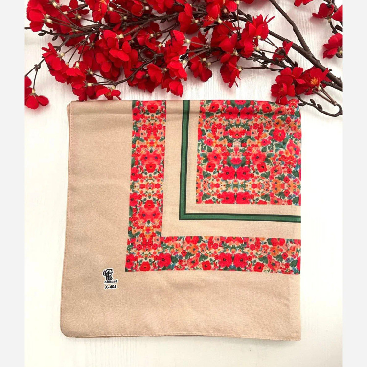 روسری نخ کاستوم طرح گلی سایز 140