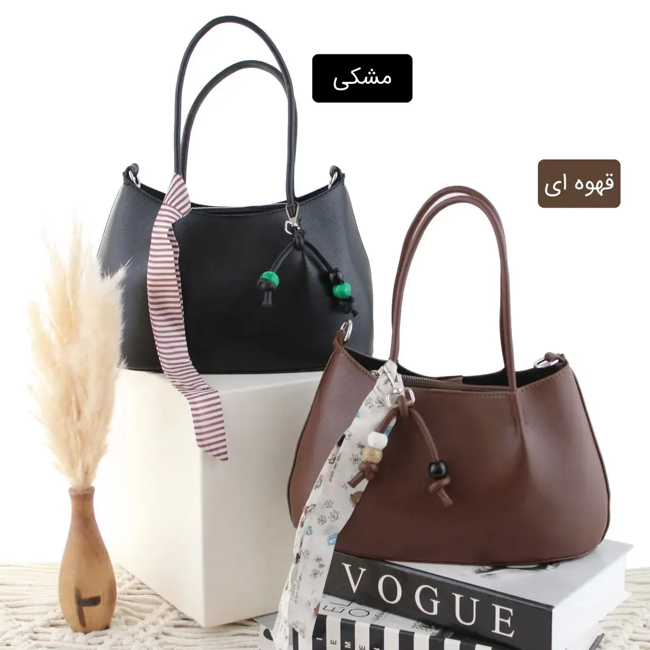 کیف زنانه چرم مصنوعی روزمره و مهمانی مدل سه بند