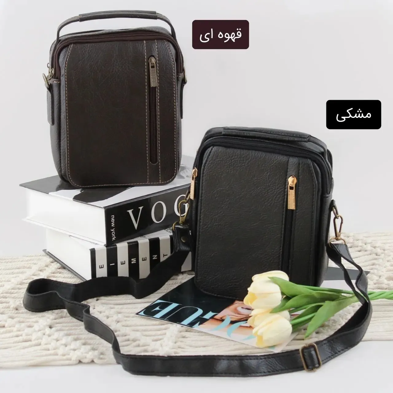 کیف مردانه چرم مصنوعی اسپرت و روزمره با بند بلند