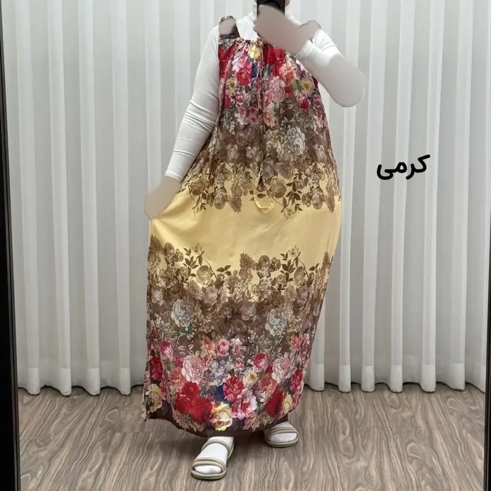 پیراهن ساحلی زنانه نخی آستین حلقهای فری سایز مناسب تا سایز 52