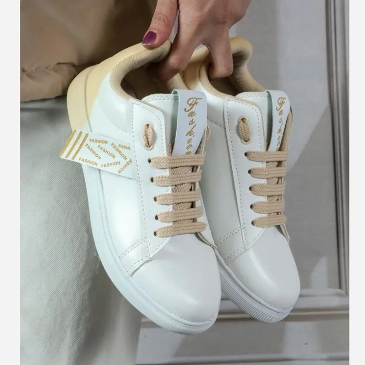 کفش ونس اسپرت سفید کرم زنانه و دخترانه