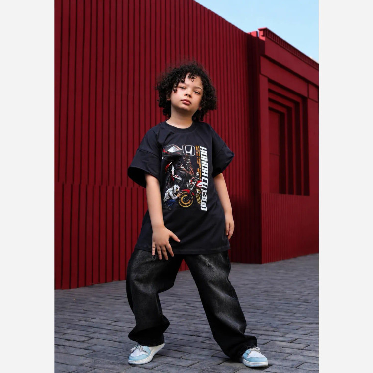 وست تیشرت پنبهای طرح موتور هوندا CB1300 رنگ خاکستری آبی سایز 50 تا 70