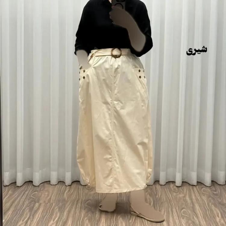 دامن کتان زنانه فری سایز شیک و راحت کد 1301 مناسب تا سایز 48 چهارفصل