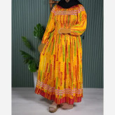 پیراهن بلند زنانه قواره بزرگ کریشه نخی هندی باران فری سایز